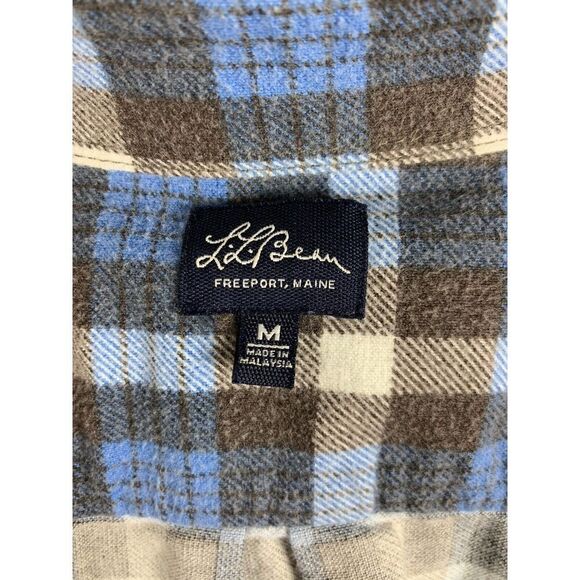 LL Bean Mens Long Sleeve Button Up Flannel Shirt 2 Pockets - Sz Medium Cotton - Picture 2 of 16